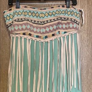 Dress. Slip on strapless dress. Minty green